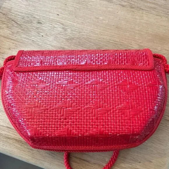 Vintage Danielle Nicole made in Italy basket weave straw handbag red - Picture 5 of 5